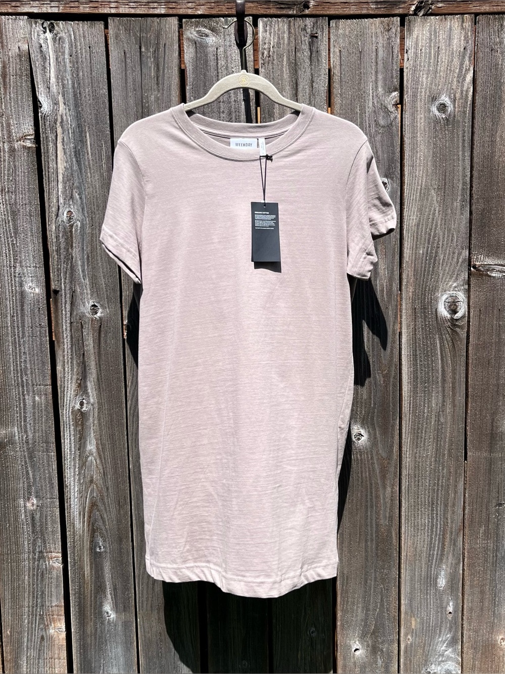 Weekday taupe organic cotton clover tee shirt dress size medium